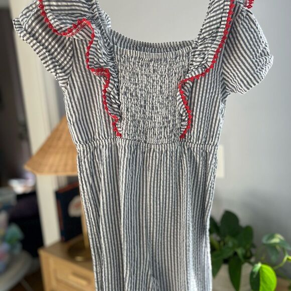 French Connection Ruffle Trim Seersucker Romper Size 6/7 - 4th of July l… - Picture 11 of 11
